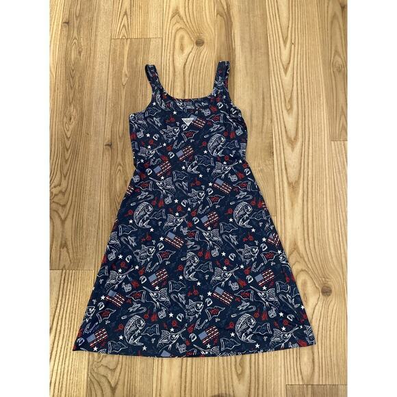 Columbia PFG Moisture Wcking Dress,Patriotic/Fishing Print Womens Small Stretchy - Picture 6 of 7